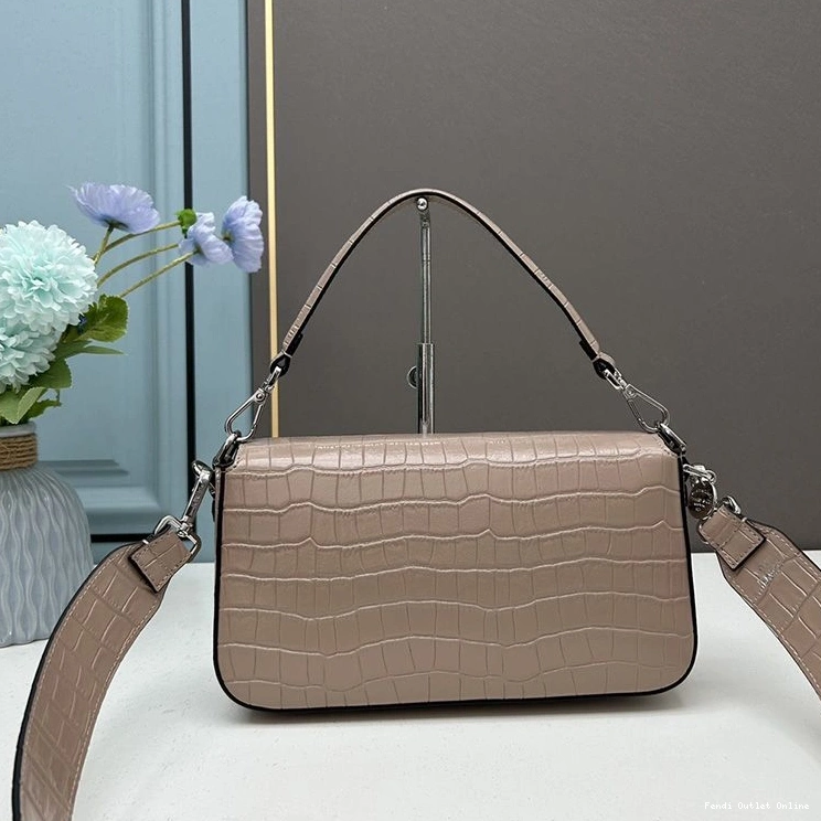 Cheap Bag Crocodile Medium In Re-Edition Apricot Baguette Fendi Leather 0802